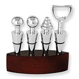 Review Quality Gold  / Wooden Holder Set of Four Wine Stoppers
