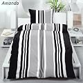 Bettw�sche Bettgarnitur Microfaser 3-teilig "Amanda", Doppelbettgr�sse, 1x Bettbezug 200x200 und 2x Kissenbezug 80x80, schwarz und weiss