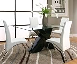 Mensa Dining Set - White Chairs and Black Table Legs (Black, White, Chrome) (60W x 30H x 36D)