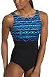 Reebok Women's Aztec U Back High Neck Tank Swimsuit