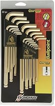 Bondhus 20899 Balldriver GoldGuard Finish L-Wrench Double Pack, 38099 (1.5-10mm) and 37937 (.050-3/8-Inch)