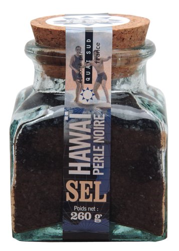 Black Pearl Hawaiian sea salt glass jar import 8.5 oz by Quai Sud
