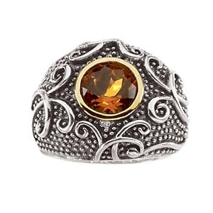 Buy Sterling Silver and 14K Yellow Gold Genuine Madeira Citrine Ring by The Jewelers Collection
