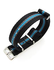 MiLTAT 20mm G10 military watch strap ballistic nylon armband - Black, Grey, Blue