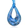 Murano Glass Blue White Tan Droplet Pendant
