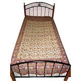 Indian Bedding-cream Red Floral Print Cotton Bedspreads Sofa Throw