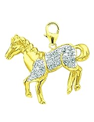 14K Yellow Gold Diamond Horse