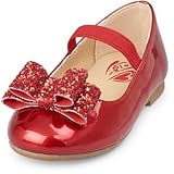 THE CHILDREN'S PLACE(ザ・チルドレンズプレイス) グリッター ボウ ケーラ バレエ フラット レッド シューズ 17.5cm【並行輸入】