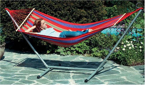 Aruba in Red Hammock and Stand Combination