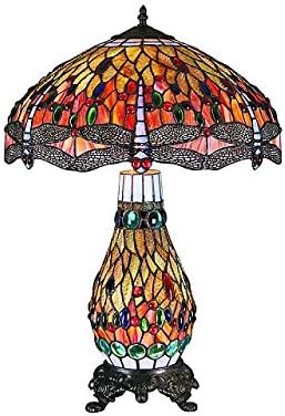 Lampsbuyer Tiffany Style Dragonfly Floor Lamp with Dome Shape Shade