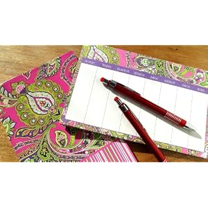 Ana Grace 4-piece Planner Stationary Set in Hot Pink with Paisley Shabby Chic Design