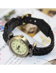 JOINNEW@ 2013 New Luxury Fashion Retro Weave Wrap Around Leather Bracelet Woman Wrist Watch Designer Gift Black