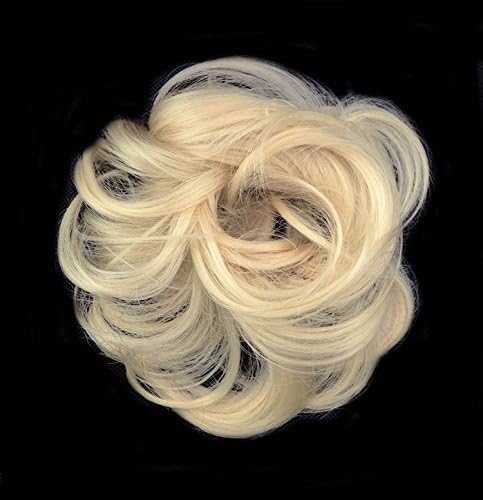 Onedor Synthetic Fiber Curly Wig Hairpiece Elastic Hair Band Scrunchie for Ponytail (613#-Pre Bleach Blonde)