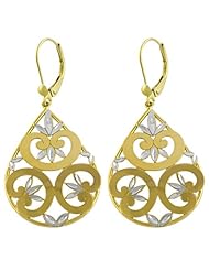 14 Karat Yellow & White Gold Filigree Teardrop Earrings