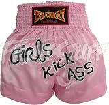Thawat Pink Girls Kick Ass Muay Thai Boxing Shorts, XXL