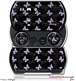 PSPgo Skin and Screen Protector Kit - Pastel Butterflies Purple on Black fi ....