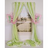 Curtain Critters Plush Pink and Green Flower Garden Butterfly Curtain Tieback, Car Seat, Stroller, Crib Toys Set (2)