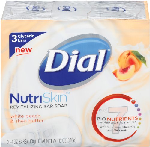 Dial Glycerin Bar Nutriskin White Peach and Shea, 4-Ounce (Pack of 3)