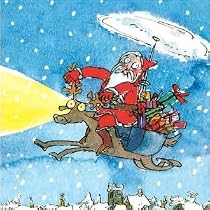 Quentin Blake Charity Pack of 8 Shelter and St Mungos Christmas Cards - Flying Santa