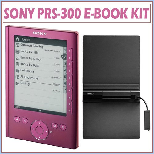 Sony PRS-300RC Digital Reader Pocket Edition in Rose With Sony Premium Protective Cover w/ Built-in Reading Light