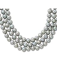 Sterling Silver 17in 8-8.5mm Freshwater Cultured Pearl Grey Necklace.