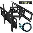 Cheetah Mounts Plasma LCD Flat Screen TV Articulating Full Motion Dual Arm Wall Mount Bracket For 32-65" Displays Up To 165LBS With 10 High Speed HDMI Cable With Ethernet Fits Up To 24" Studs