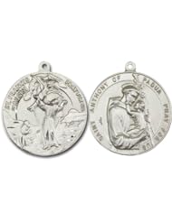 Highest Quality Vintage Die Very Large .925 Solid Sterling Silver St. Saint Francis of Assisi and St. Saint Anthony Rare Unique Vatican Commissioned 100 Year Old Design Relic Catholic Icon Religious Jewelry Protection Protector Charm New NWT