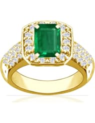 18K Yellow Gold Emerald Cut Emerald Ring With Sidestones