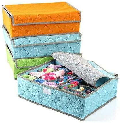 Underwear Socks 24 Cells Storage Containing Box Bench Bins Closet Storage Box (Random Colour)