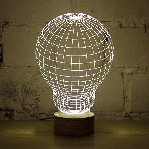 Protect 3d Glow LED Lamp - Kids Room Art Sculpture Lights Produces Unique Lighting Effects and 3d Visualization - Amazing Optical Illusion (Light bulb)