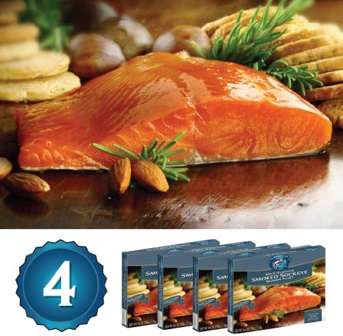4-4oz Wild Alaska Smoked Sockeye Salmon Salmon (1lb. Total)