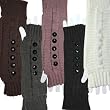 Five Faceted Button Fingerless Fashion Ribbed Knit Soft Acrylic Arm Warmer Gloves