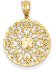 14K Fancy Filigree & Diamond Cut Charm