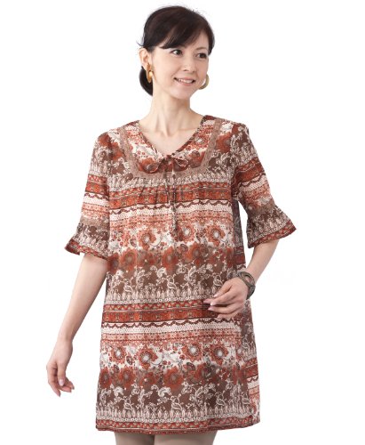 肌にやさしい綿シフォン使用！ ／ チュニック　2色組