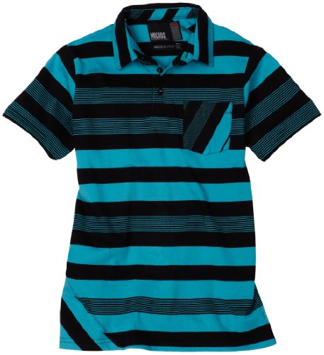 Micros Boys 8-20 Peak Striped Polo, Black, Medium