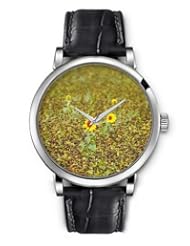 SPRAWL Aanalog Fashion Series Silver Ladies Watches of Genuine Black Leather Strap,Unique Wrist Watch for Women Girls Designed with sunflowers