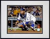 Russell Martin 2008 Catching Action Double Matted 8O x 10O Photograph in Black Anodized Aluminum