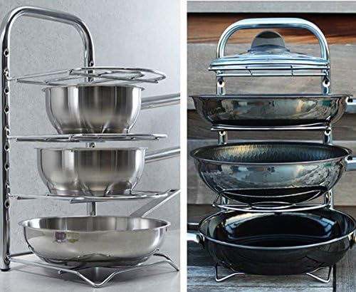 UHGOODS Height Adjustable Pan Organizer Rack for Large Pans and Pots, Pot Rack, Pot Lid Holder, Sturdy Steel with Chrome Finish