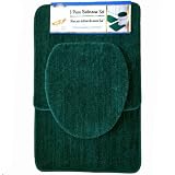 HUNTER 3-Piece Bathroom Set: 1-Bath Mat/Rug, 1-Contour Mat/Rug, 1-Toilet Seat Lid Cover-Standard Round.