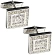 Sterling Silver Cuff Links Pair Black Zircon Gemstone (cflng255)