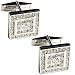 Mens Cufflinks Pair in Sterling Silver Black Zircon Gemstone (cflng255)