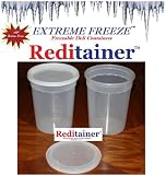 Extreme Freeze Reditainer 32 oz. Freezeable Deli Food Containers w/ Lids - Pack of 24 - Food Storage