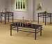 3pc Coffee Table Set with Black Glass Top in Black Metal Base