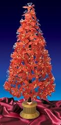 5' Pre-Lit Color Changing Fiber Optic Red Poinsettia Christmas Tree