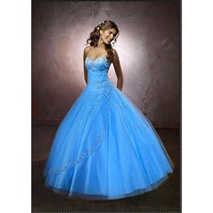 C52 Aqua Corset Embroidery Wedding Bridesmaid Formal Gown