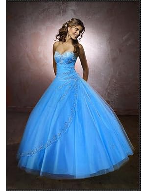 C52 Aqua Corset Embroidery Wedding Bridesmaid Formal Gown