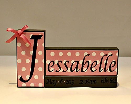 Baby Name Wood Blocks for Nursery Personalized with Birth Stats