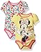 Disney Girls' Baby Minnie Mouse Two-Pack Bodysuits, Light Yellow, 0-3 Months