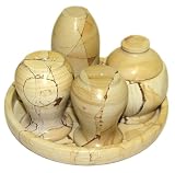 Review Marble 'n things  / Beautiful Teakwood Marble 4 pc Kitchen Dinner Table Cruet Set with Holding Tray