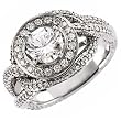14Kt White Gold Vintage Style Diamond Engagement Ring (Center stone is not included)